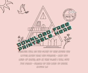 Image of the 2023 printable coloring page featuring Haggai 2:9 and MCCW logo